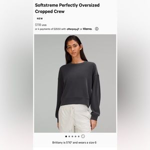 Lululemon Softstreme Perfectly Oversized Cropped Crew